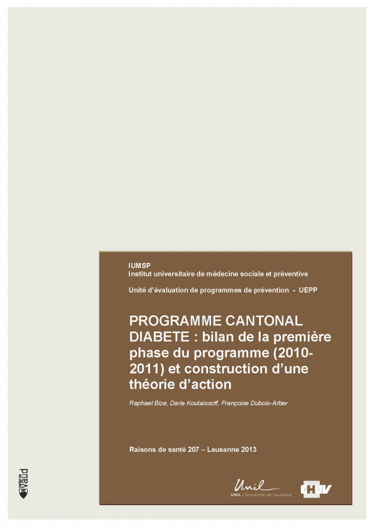 Programme cantonal Diabète: bilan de la première phase du programme (2010-2011) et construction d'une théorie d'action.