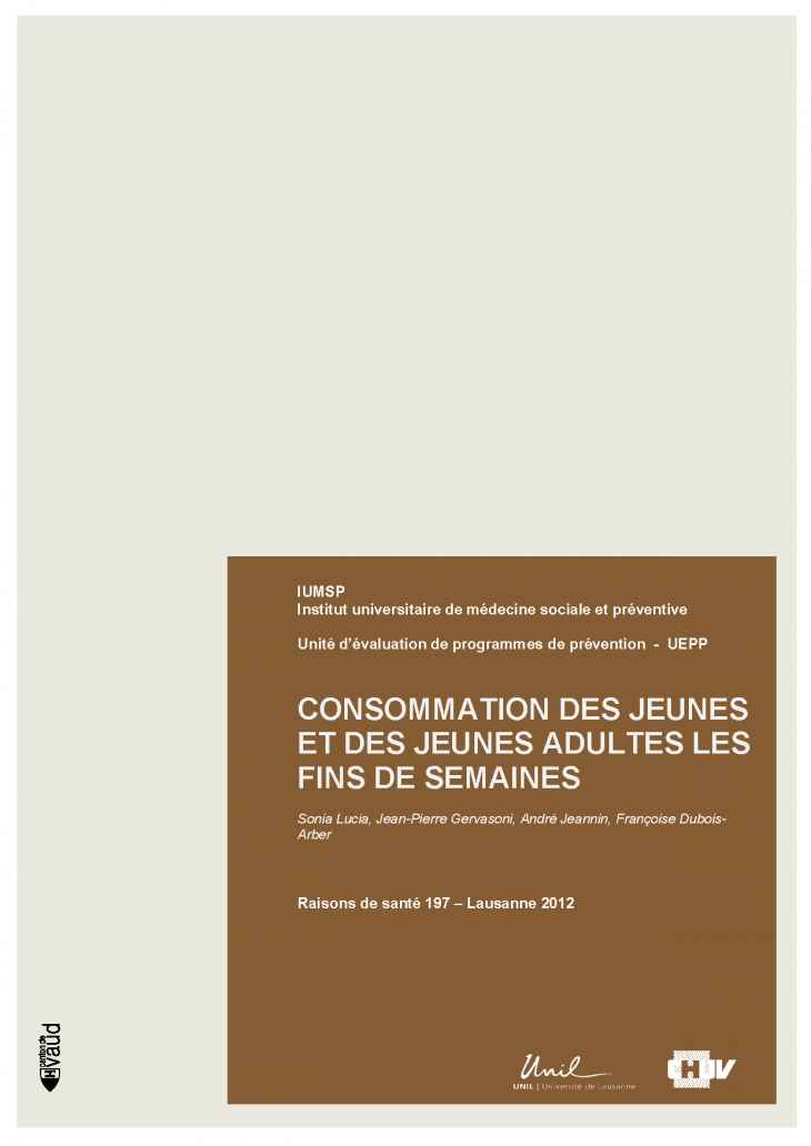 Consommation des jeunes et des jeunes adultes les fins de semaines