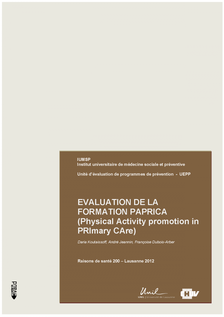 Evaluation de la formation PAPRICA (Physical Activity promotion in PRimary CAre)