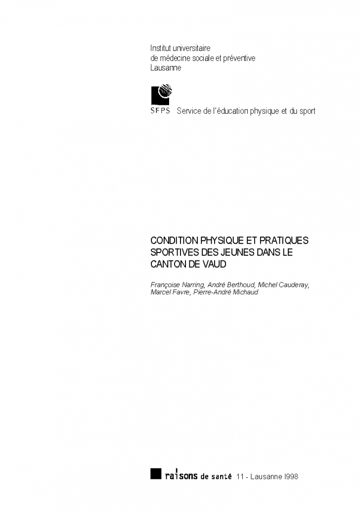 Condition physique et pratiques sportives des jeunes dans le canton de Vaud