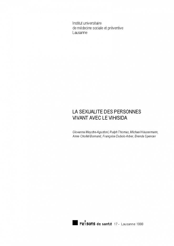 La sexualité des personnes vivant avec le VIH/sida
