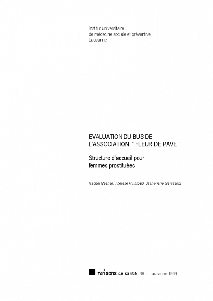 Evaluation du bus de l'Association "Fleur de Pavé": structure d'accueil pour femmes prostituées