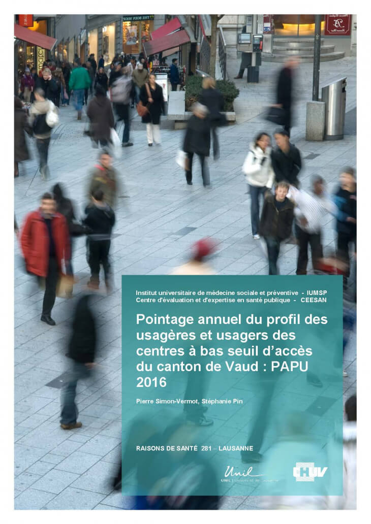 Pointage annuel du profil des usagères et usagers des centres à bas seuil d’accès du canton de Vaud : PAPU 2016