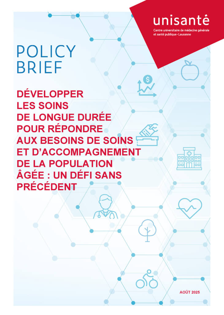 couverture du policy brief Développer les soins de longue durée pour répondre aux besoins de soins et d'accompagnement de la population âgée: un défi sans précédent