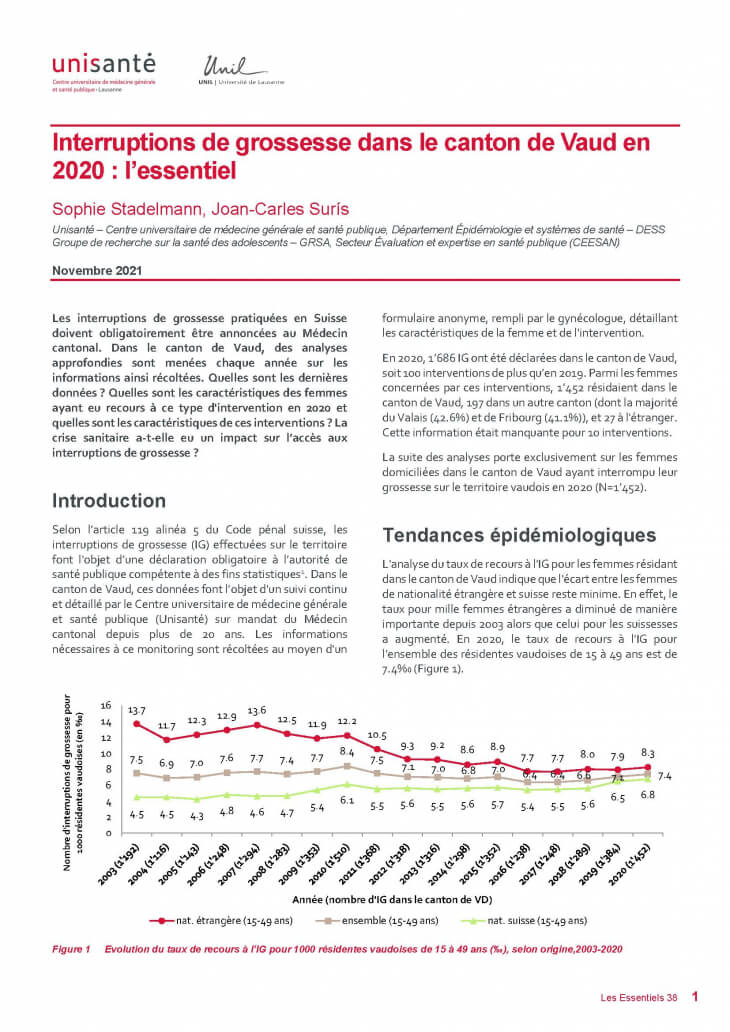 Page de titre Raisons de santé : les essentiels, 38