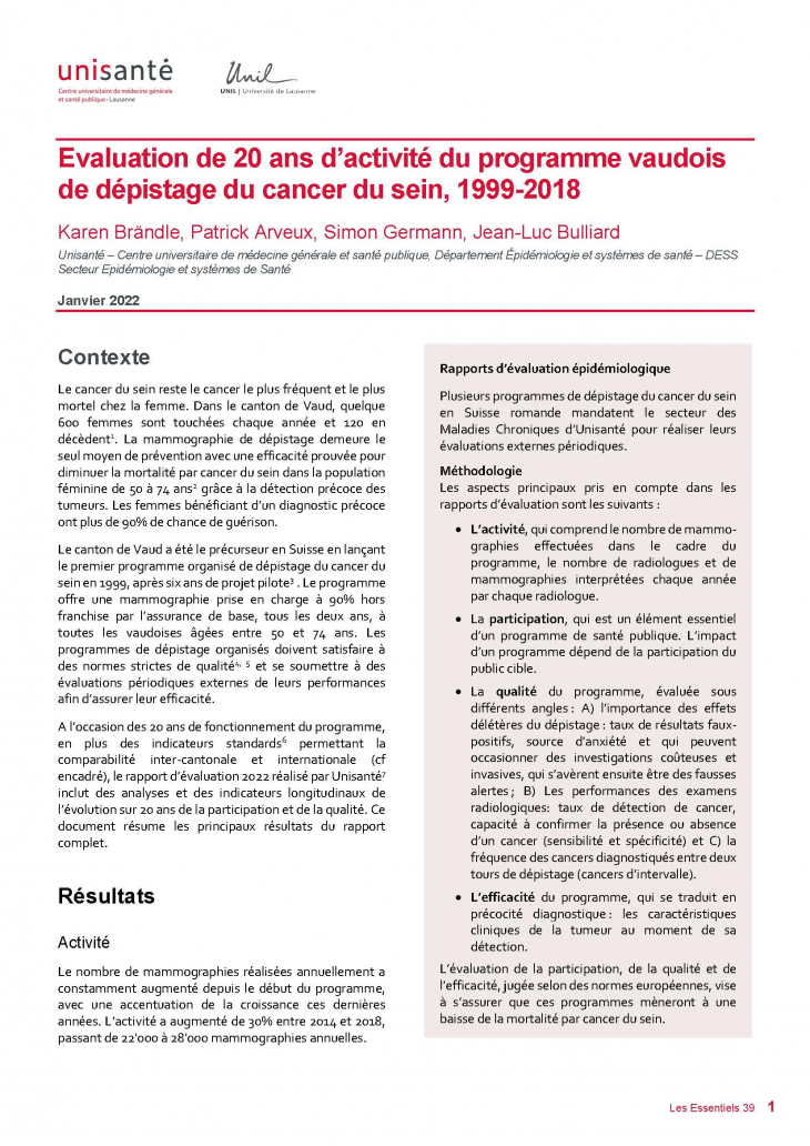 Page de titre Raisons de santé : les essentiels, 39