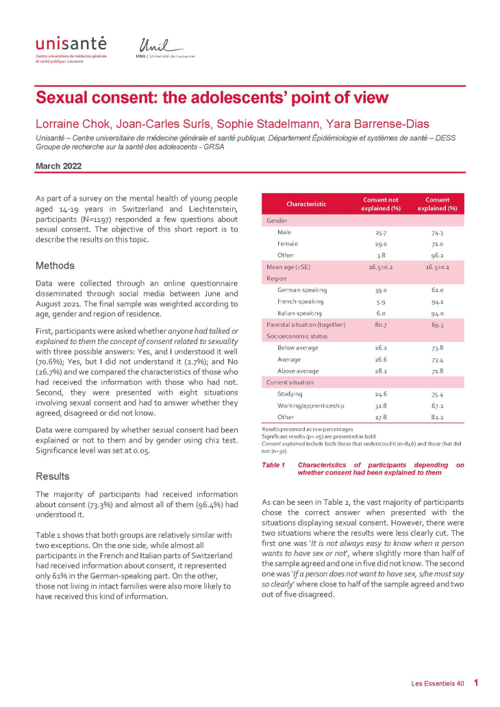 Page de titre Raisons de santé : les essentiels, 40
