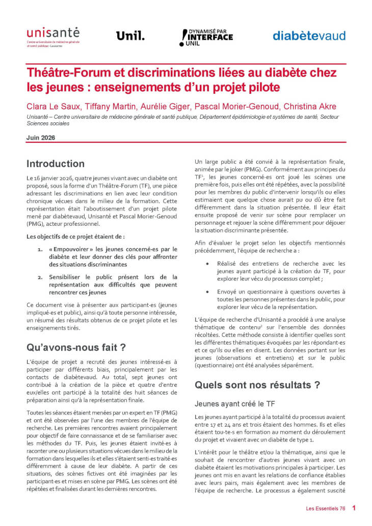 Page de titre du Raison de santé : les essentiels 76