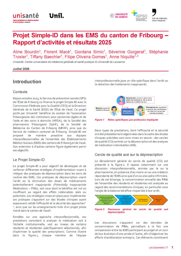 Page de titre du Raison de santé : les essentiels 77