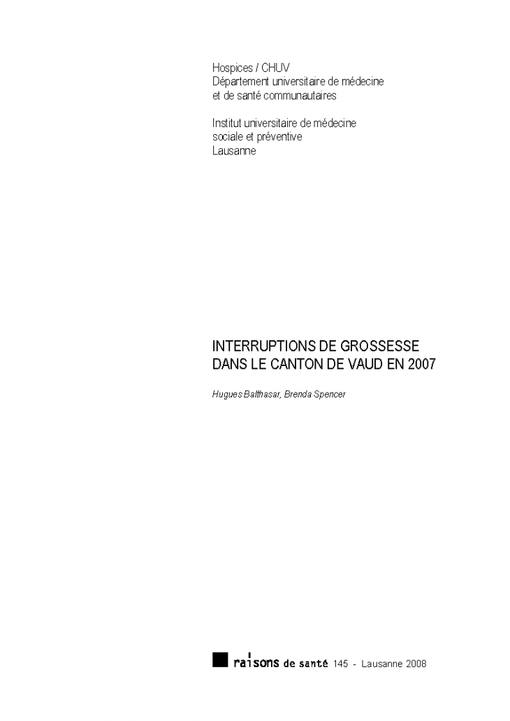 Interruptions de grossesse dans le canton de Vaud en 2007