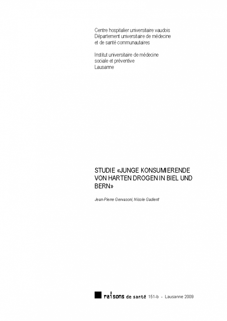 Studie "Junge Konsumierende von harten Drogen in Biel und Bern"