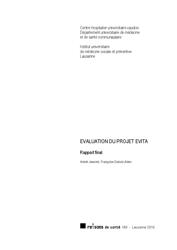Evaluation du projet EVITA: rapport final