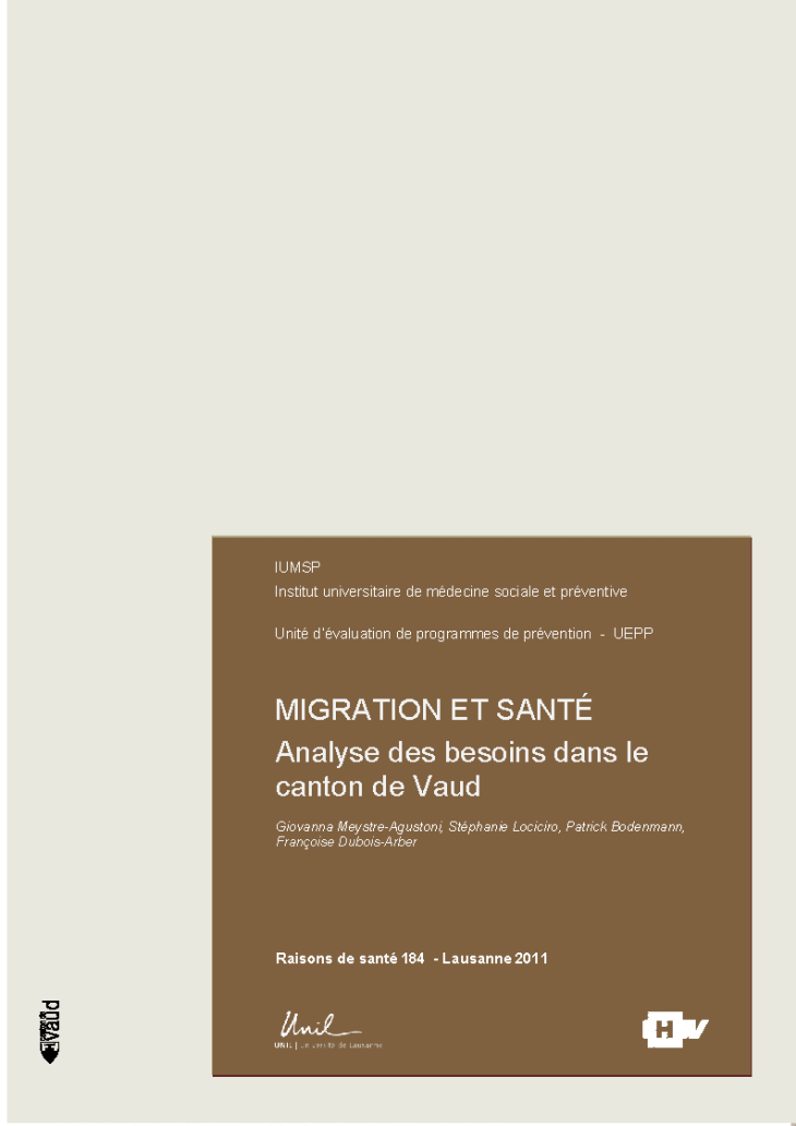 Migration et santé : analyse des besoins dans le canton de Vaud
