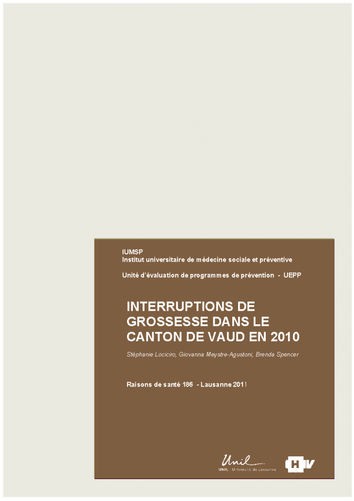 Interruptions de grossesse dans le canton de Vaud en 2010.