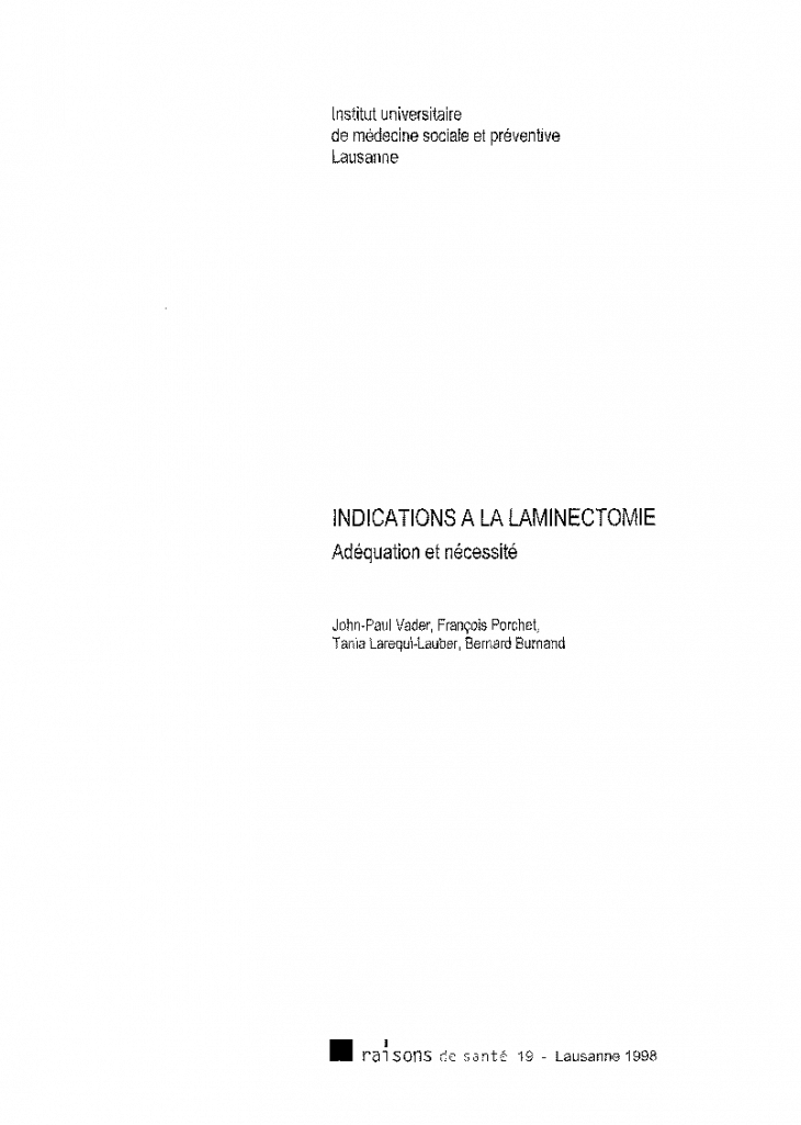 Indications à la laminectomie : adéquation et nécessité