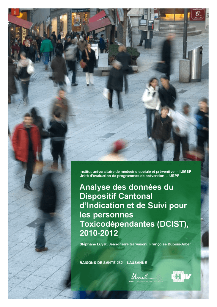 Analyse des données du Dispositif Cantonal d’Indication et de Suivi pour les personnes Toxicodépendantes