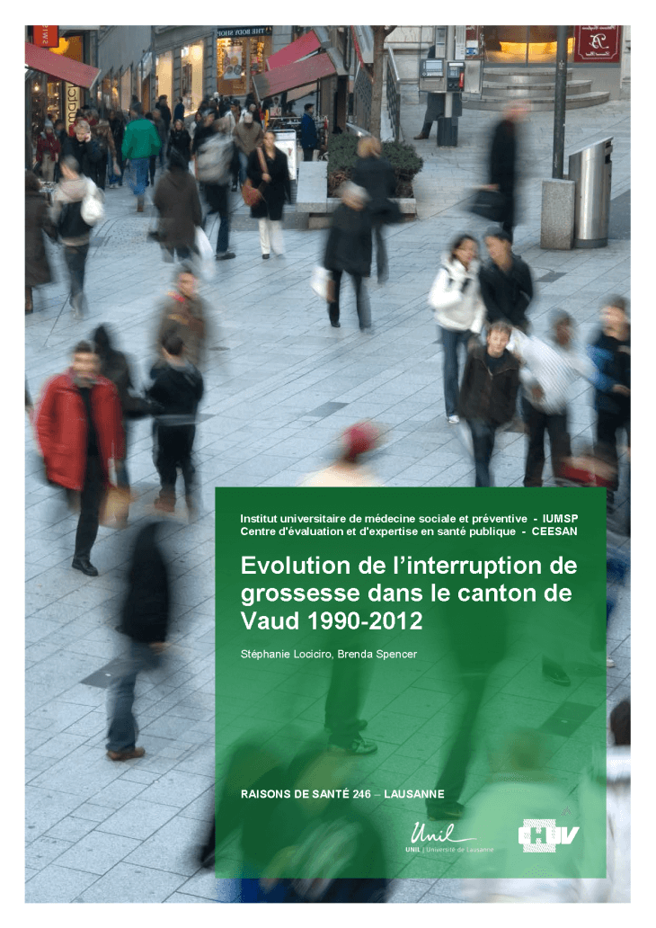Evolution de l'interruption de grossesse dans le canton de Vaud 1990-2012