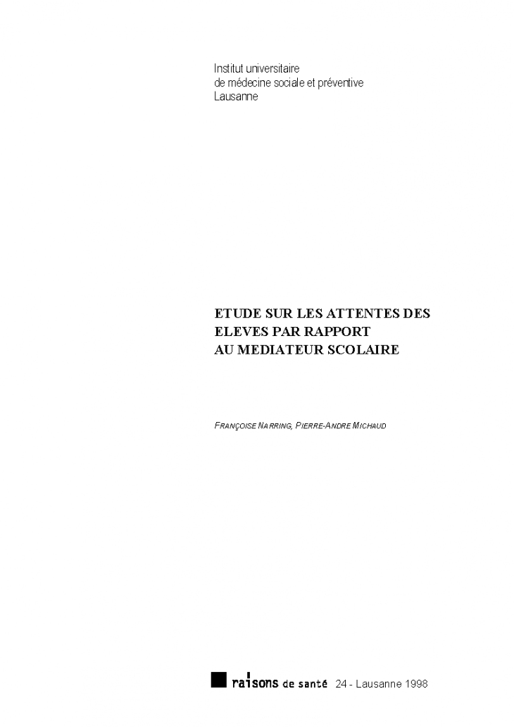 Etude sur les attentes des élèves par rapport au médiateur scolaire