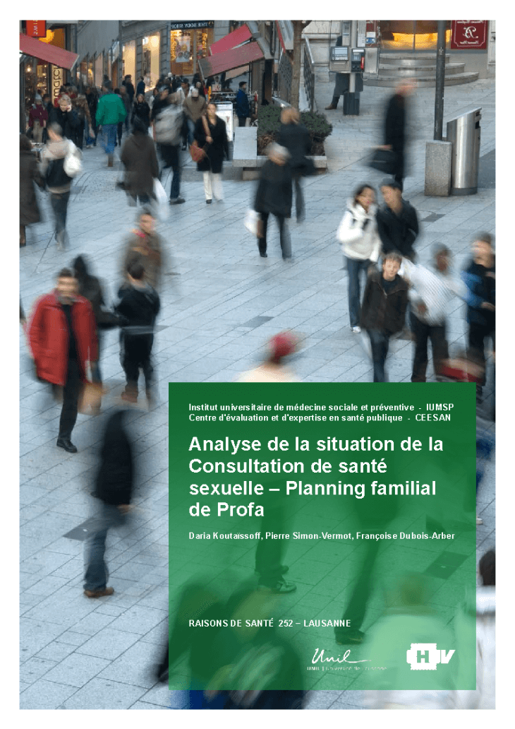 Analyse de la situation de la Consultation de santé sexuelle – Planning familial de Profa