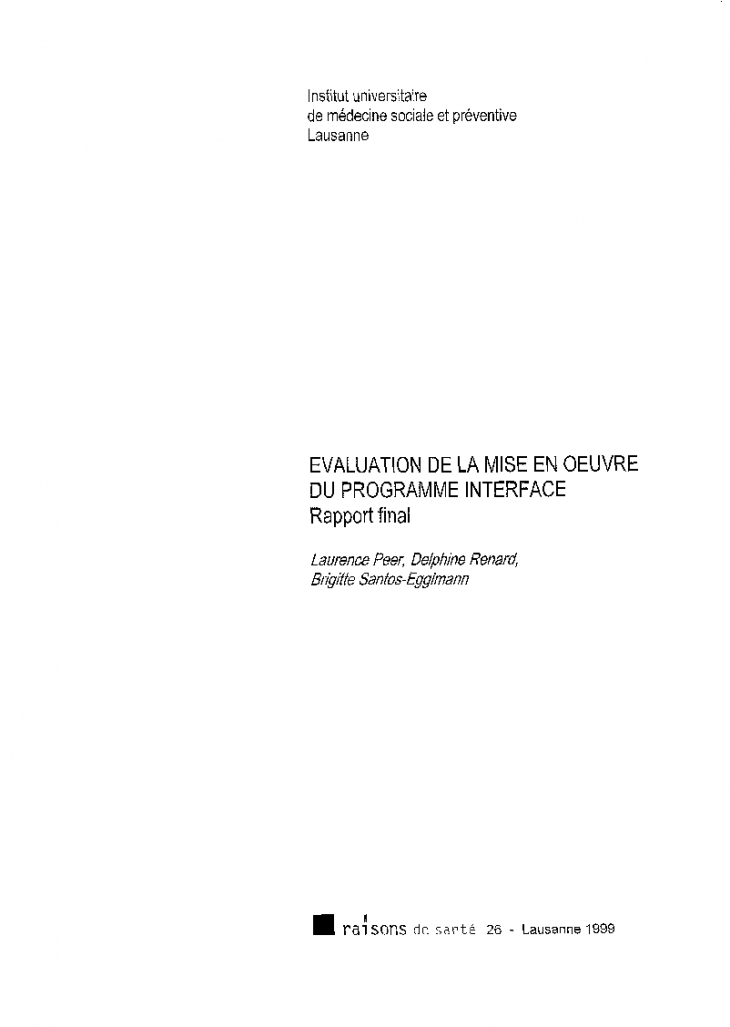 Evaluation de la mise en oeuvre du programme Interface: rapport final