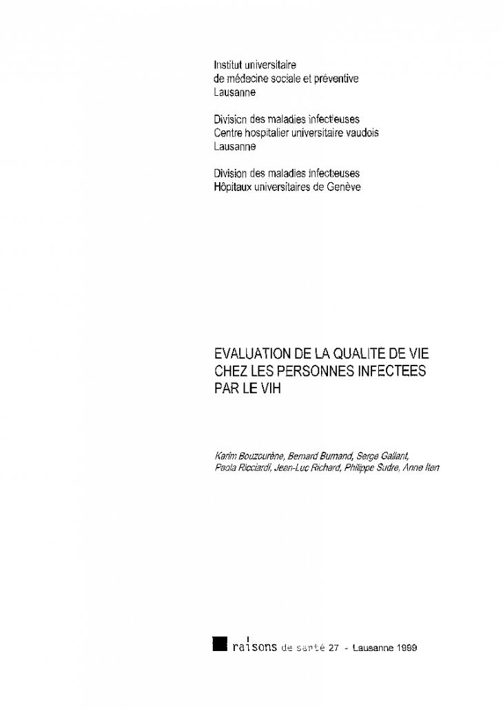 Evaluation de la qualité de vie chez les personnes infectées par le VIH