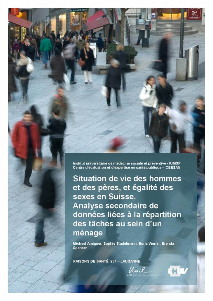 Situation de vie des hommes et des pères, et égalité des sexes en Suisse. Analyse secondaire de données liées à la répartition des tâches au sein d’un ménage