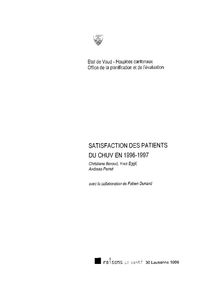 Satisfaction des patients du CHUV en 1996-1997