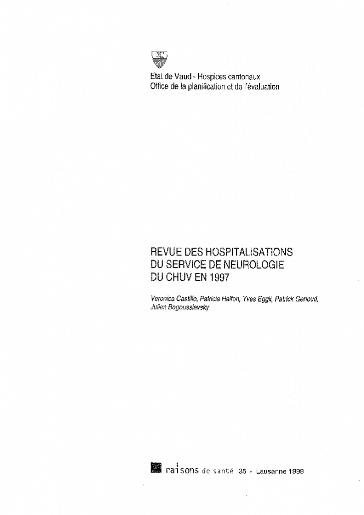 Revue des hospitalisations du Service de neurologie du CHUV en 1997