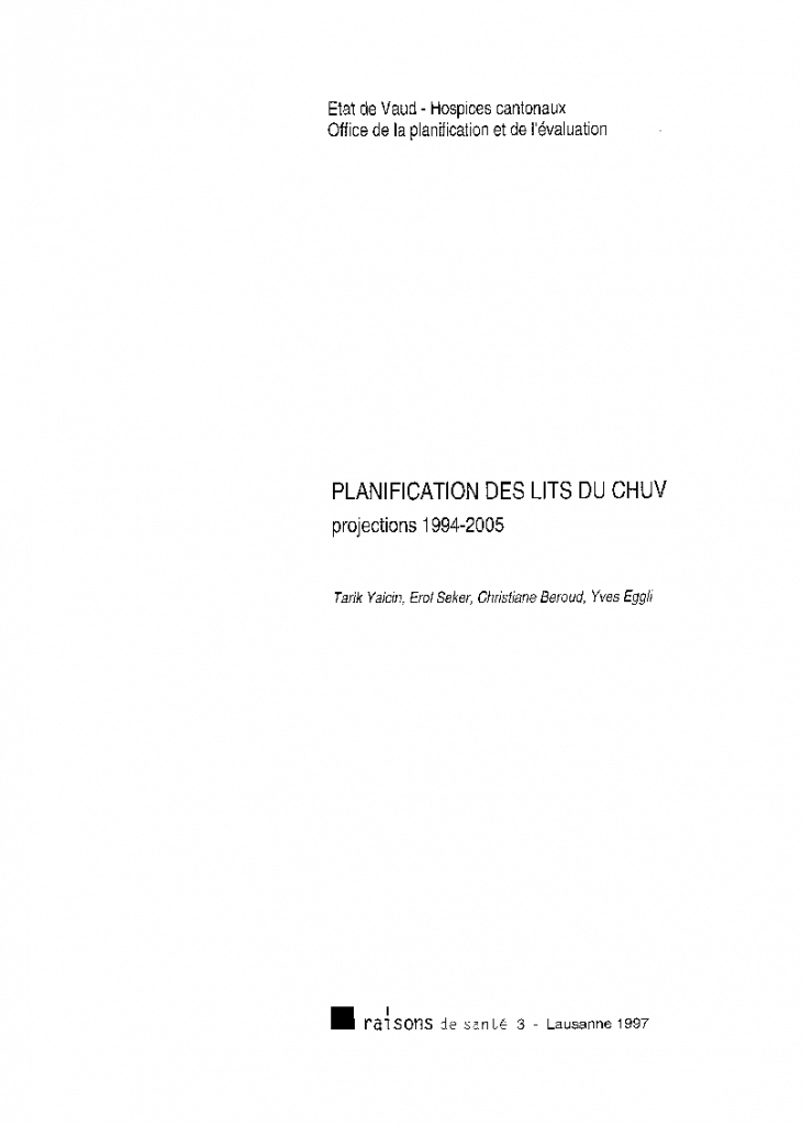 Planification des lits du CHUV: projections 1994-2005