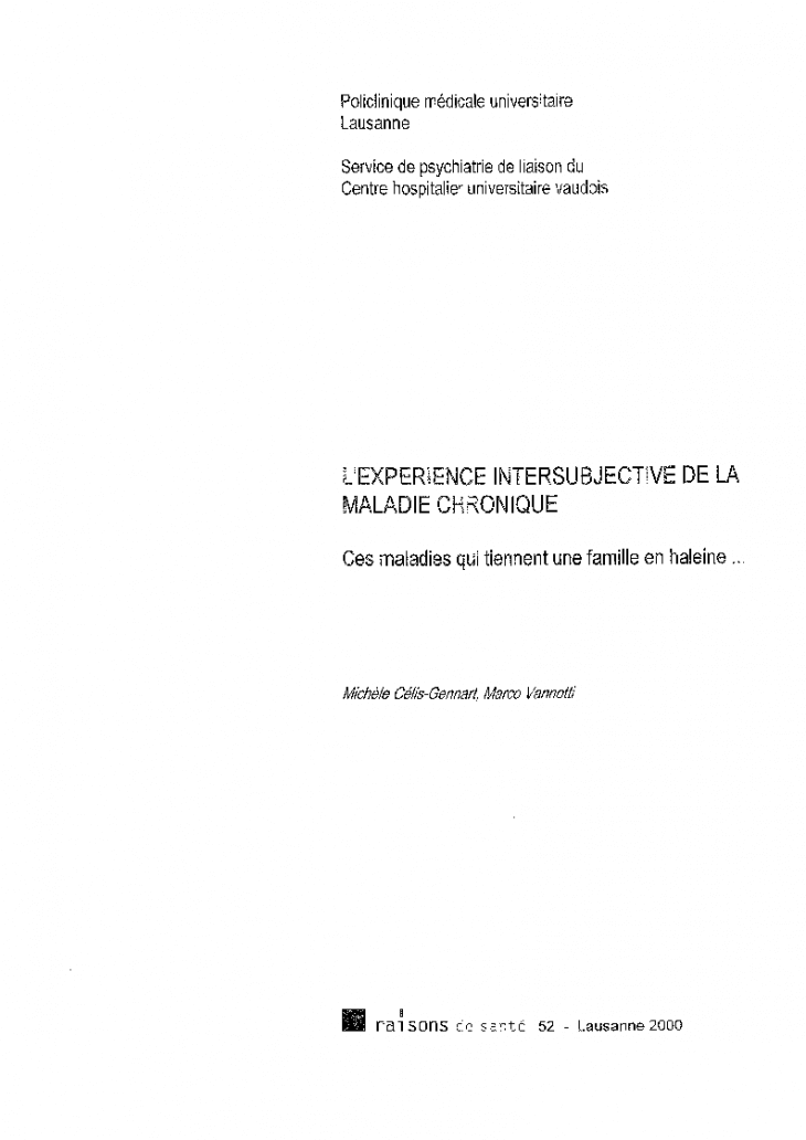 L'expérience intersubjective de la maladie chronique : ces maladies qui tiennent une famille en haleine...