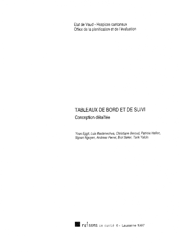 Tableaux de bord et de suivi: conception détaillée