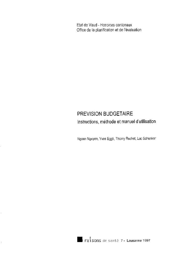 Prévision budgétaire: instructions, méthode et manuel d'utilisation