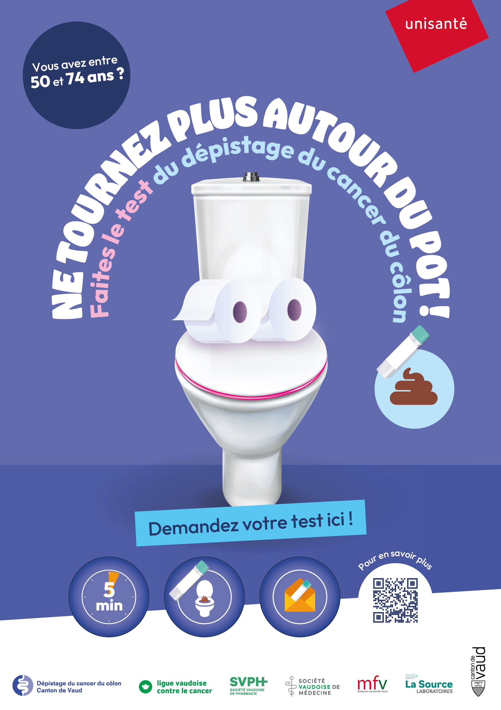 Affiche mars bleu 2026 dépistage cancer du colon