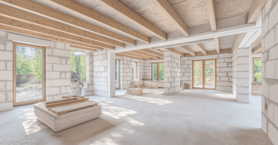 chantier d'une construction de maison en brique