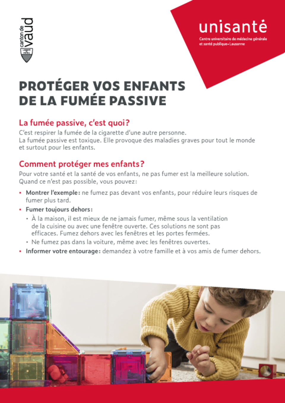 Flyer de prévention contre la fumée passive chez les enfants