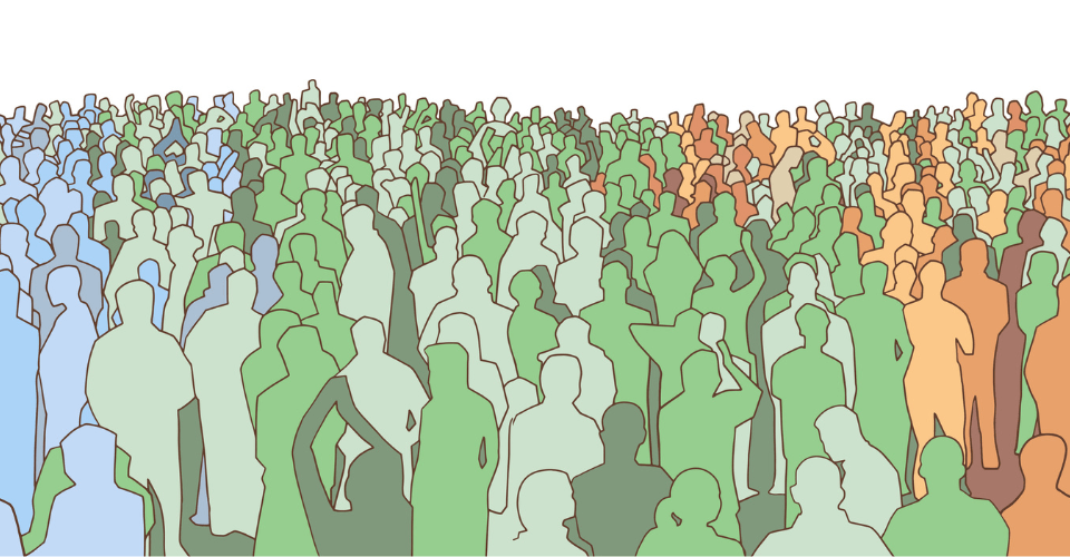 population foule en groupe coloré